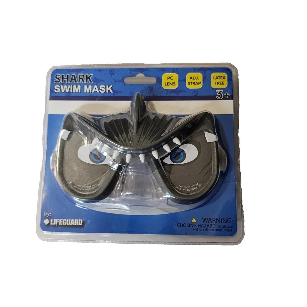 Swim Mask Shark Kids Adjustable Latex Free PC Lens 3yr +